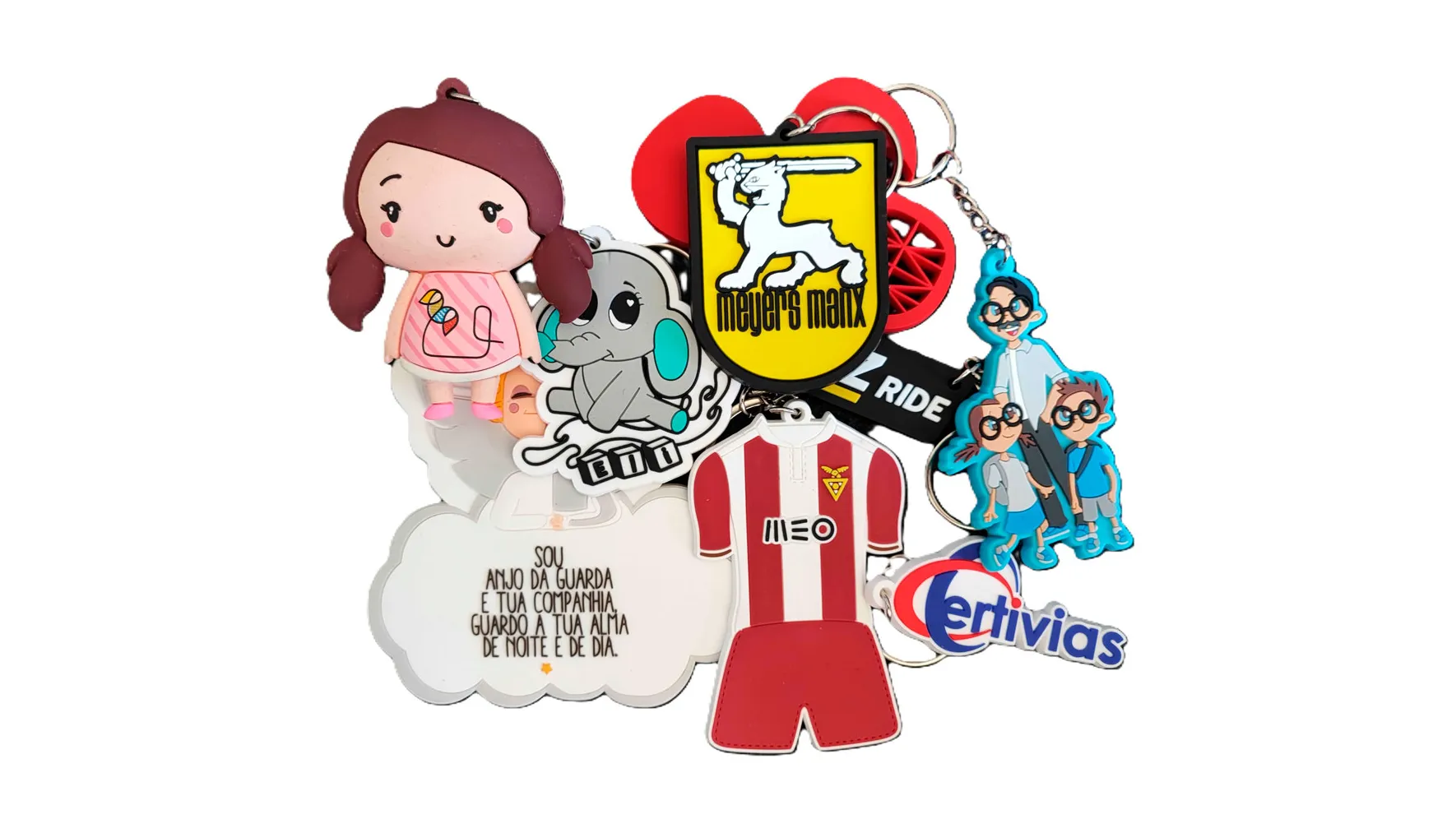 Porta-chaves em PVC soft personalizados (vários modelos e formatos)